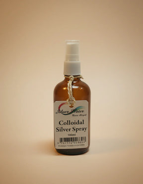 Silver Water Colloidal Silver Spray, 100ml bottle, featuring a spray pump dispenser and a branded label.