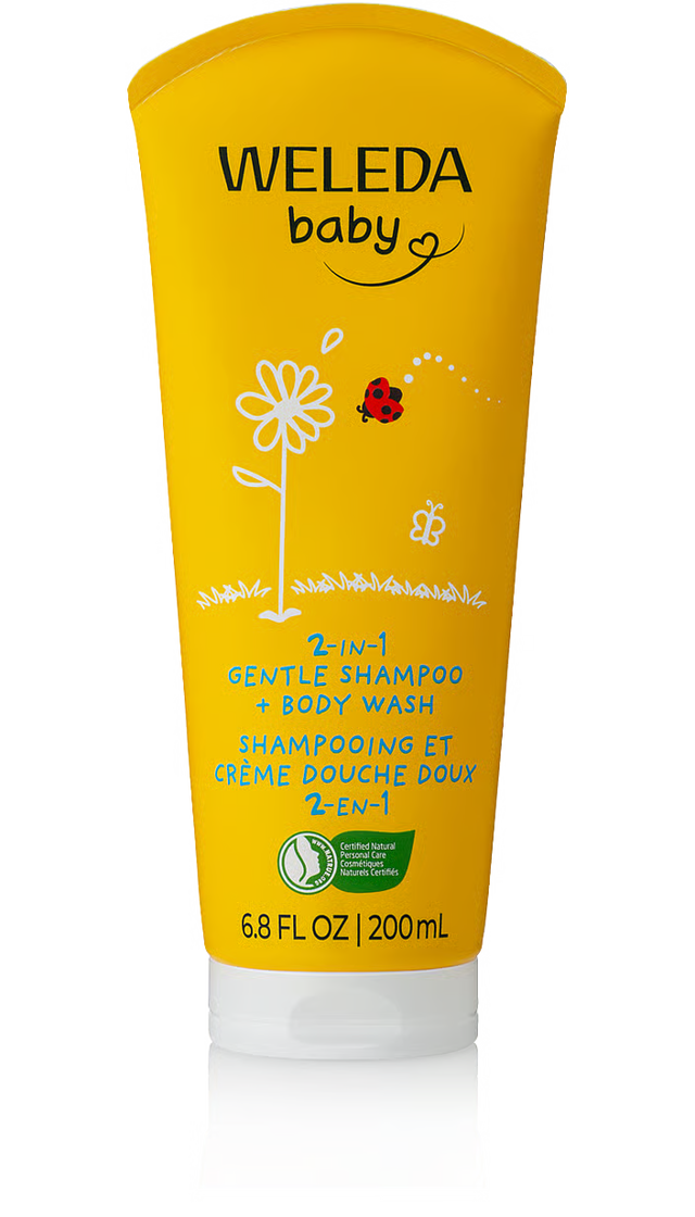 Weleda Baby gentle 2-in-1 shampoo and body wash for children.