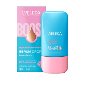weleda_boost_combo_hyaluronic_moisture pink and blue package on a white background