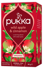 Pukka Wild Apple & Cinnamon organic herbal tea, naturally caffeine-free, 20 sachets.