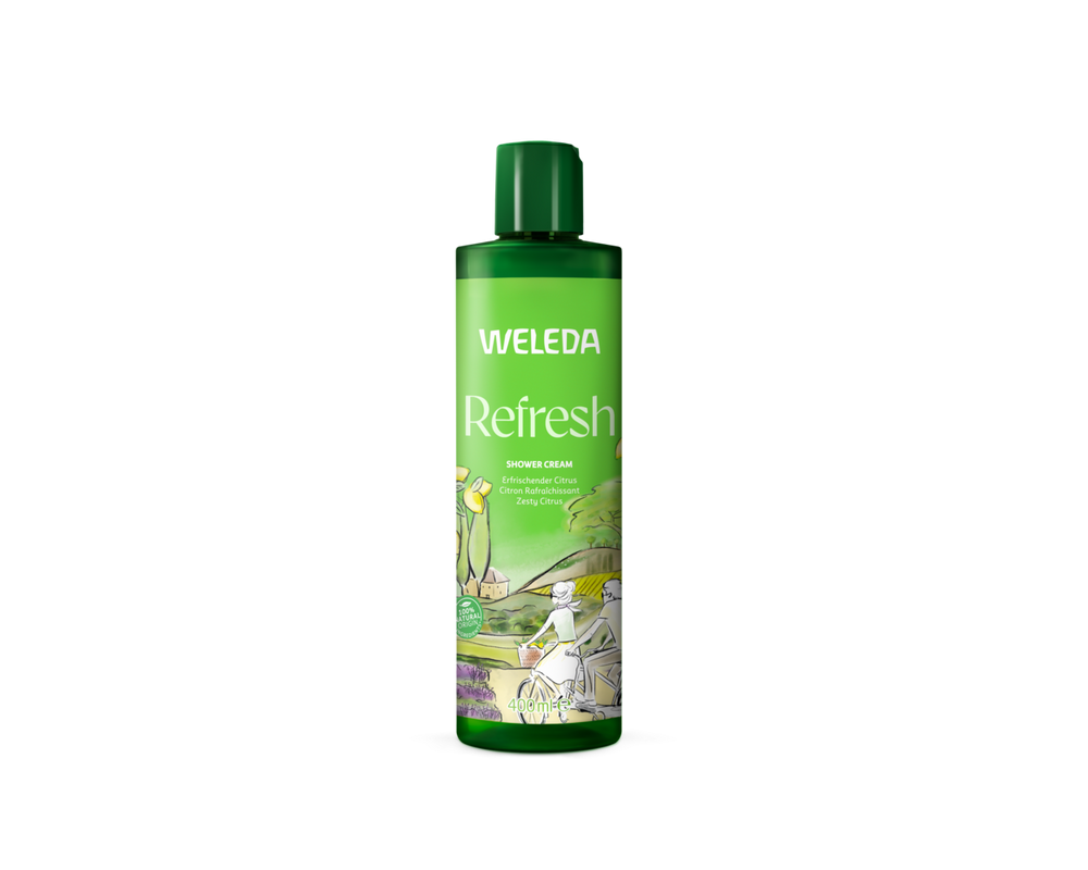 Weleda Refresh zesty citrus shower cream for a fresh daily cleanse.