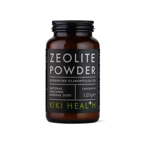 Kiki Health natural volcanic zeolite powder, 120g unscented mineral dust.
